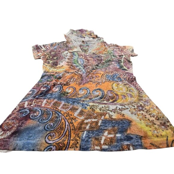 Maurices Top Paisley Print Short-Sleeve Hoodie Size L Multicolor JH1829 - Picture 5 of 9